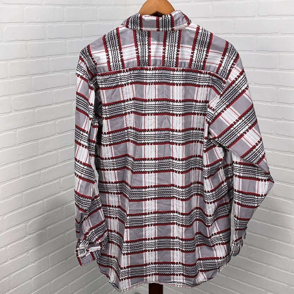 Classic Plaid Button-Down Shirt - Red, Black, and White - Picture 4 of 10